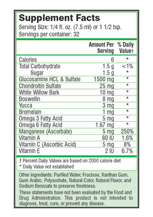 Synflex Liquid Glucosamine Ingredients