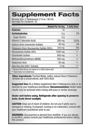 tropical-oasis-glucosamine-ingredients Tropical Oasis Liquid Glucosamine Ingredients